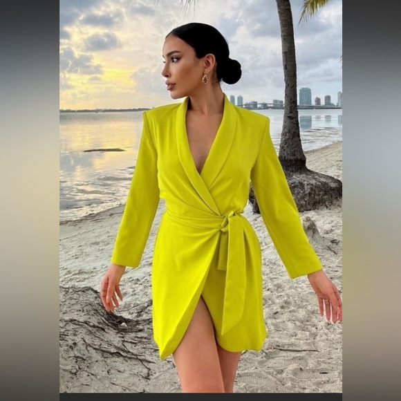 Zara lime green blazer dress - Picture 4 of 15